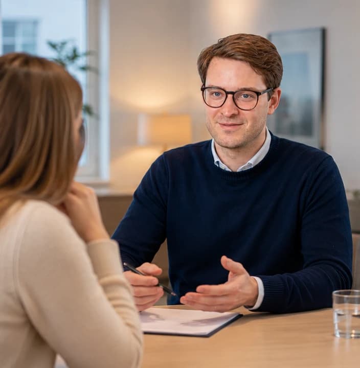 Juri Galkin im Gespräch mit einer Kundin