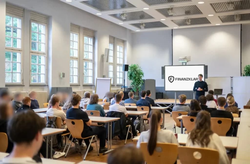 Juri Galkin spricht vor einem Publikum über Finanzthemen